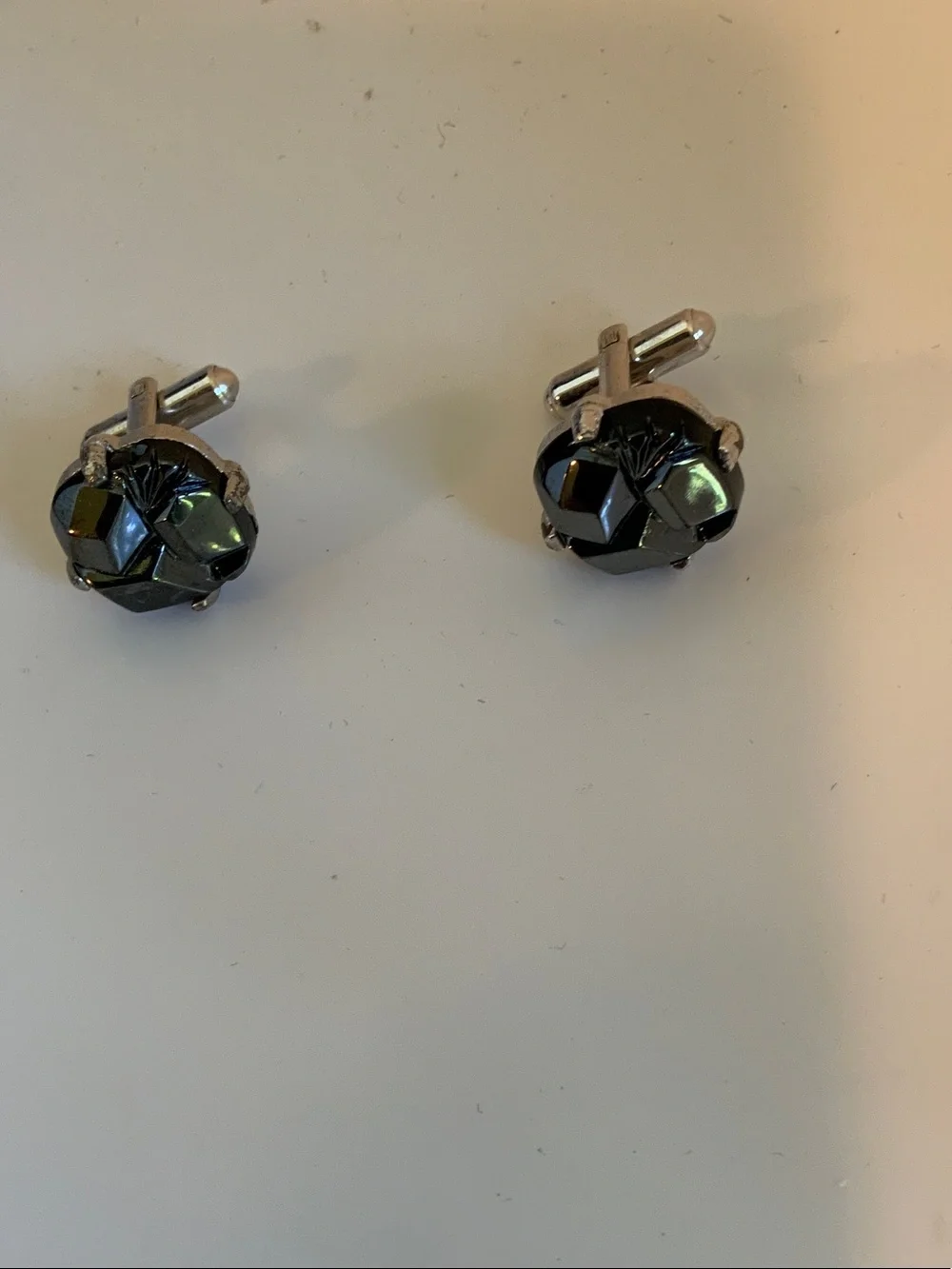 Sarah Coventry Hematite Black Faceted Knot Cufflinks